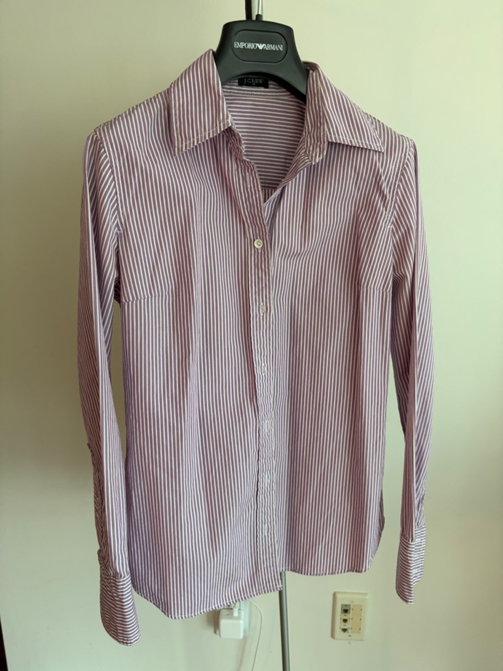 J. Crew Pink and White Striped Women's Button-Up Shirt